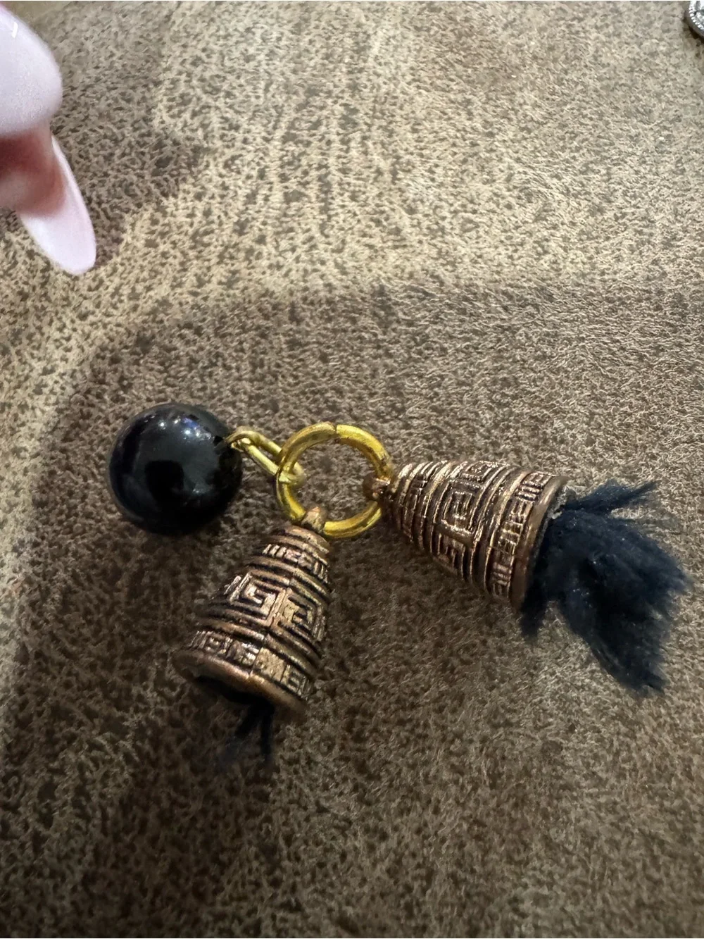 Women’s Black and Gold Tassel Keychain Charm